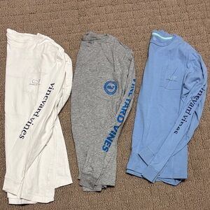 Vineyard Vines Trio: White, Gray, and Blue Long Sleeves
